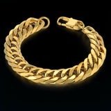 Bracelet gros maillon de fer en plaqué Or pour homme