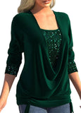 Women's long-sleeved sequin shirt