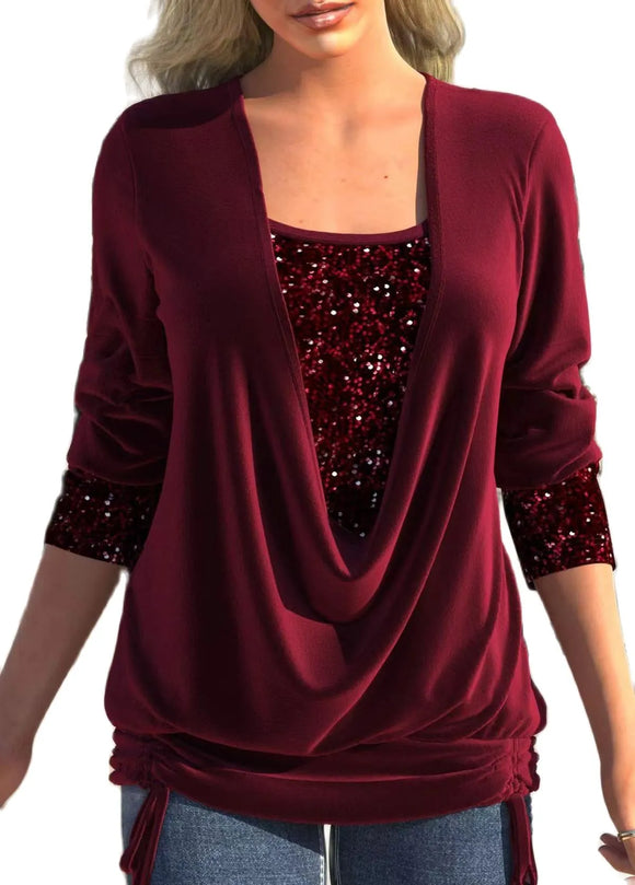 Women's long-sleeved sequin shirt