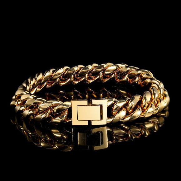 Hip Hop 18 carat gold plated bracelet for men