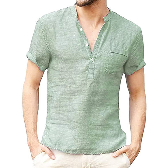 Short-sleeve linen shirt