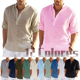 Men's long-sleeved linen shirt